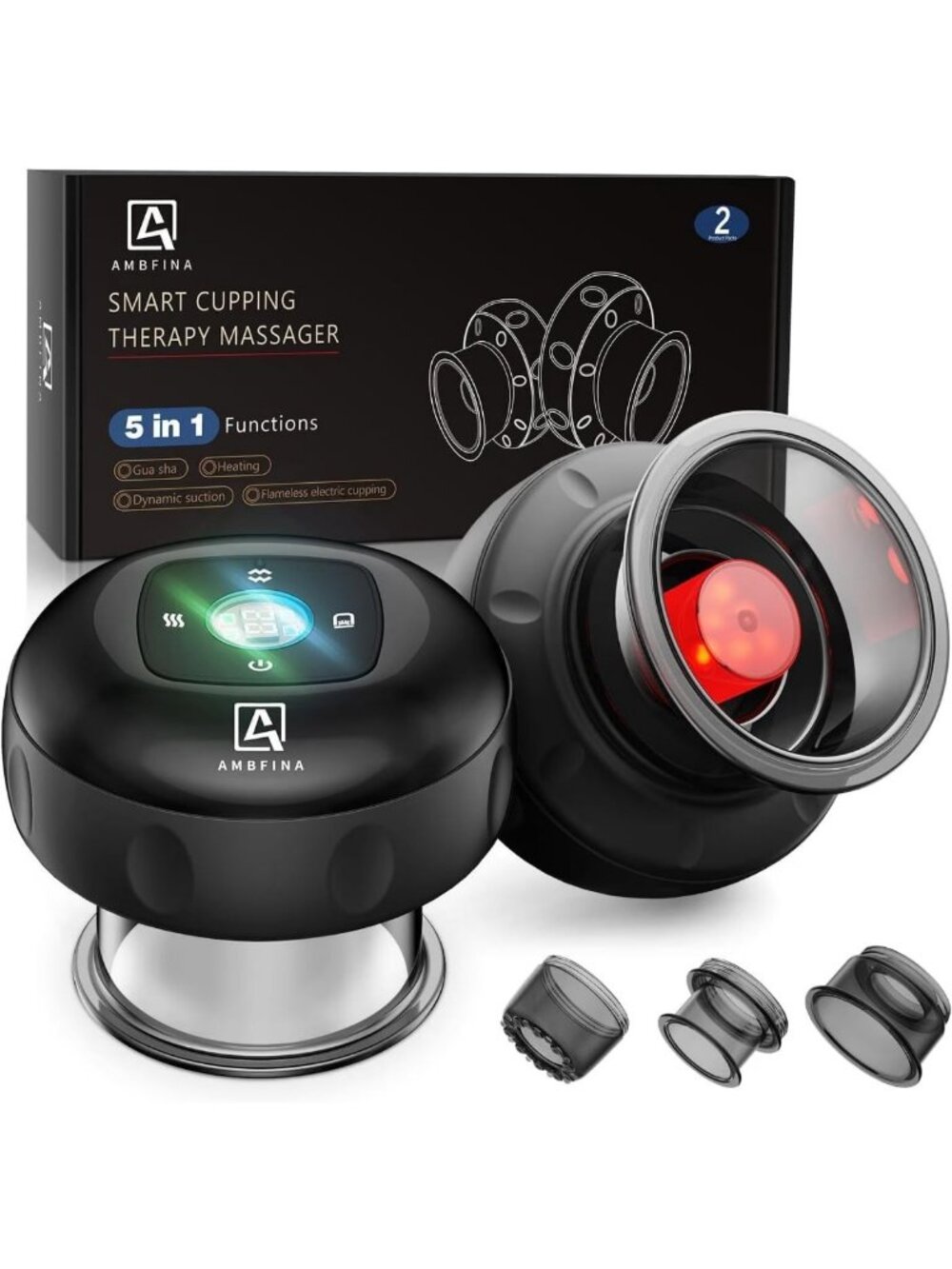 2 Pack 5-in-1 Cupping Therapy Set with Heat for Pain Relief, Muscle Soreness
